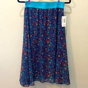 Lularoe | Lola Skirt | Navy & Turquoise Floral | NWT | XS
